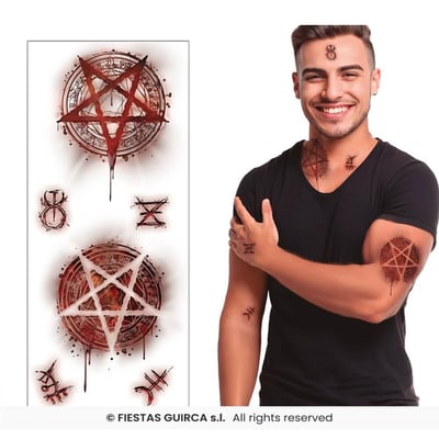 15708 boutique pas de calais maquillage halloween tatouage adhesif satanique