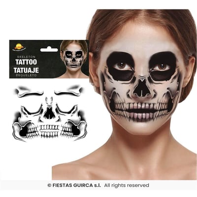 15836 boutique pas de calais maquillage halloween tatouage adhesif squelette
