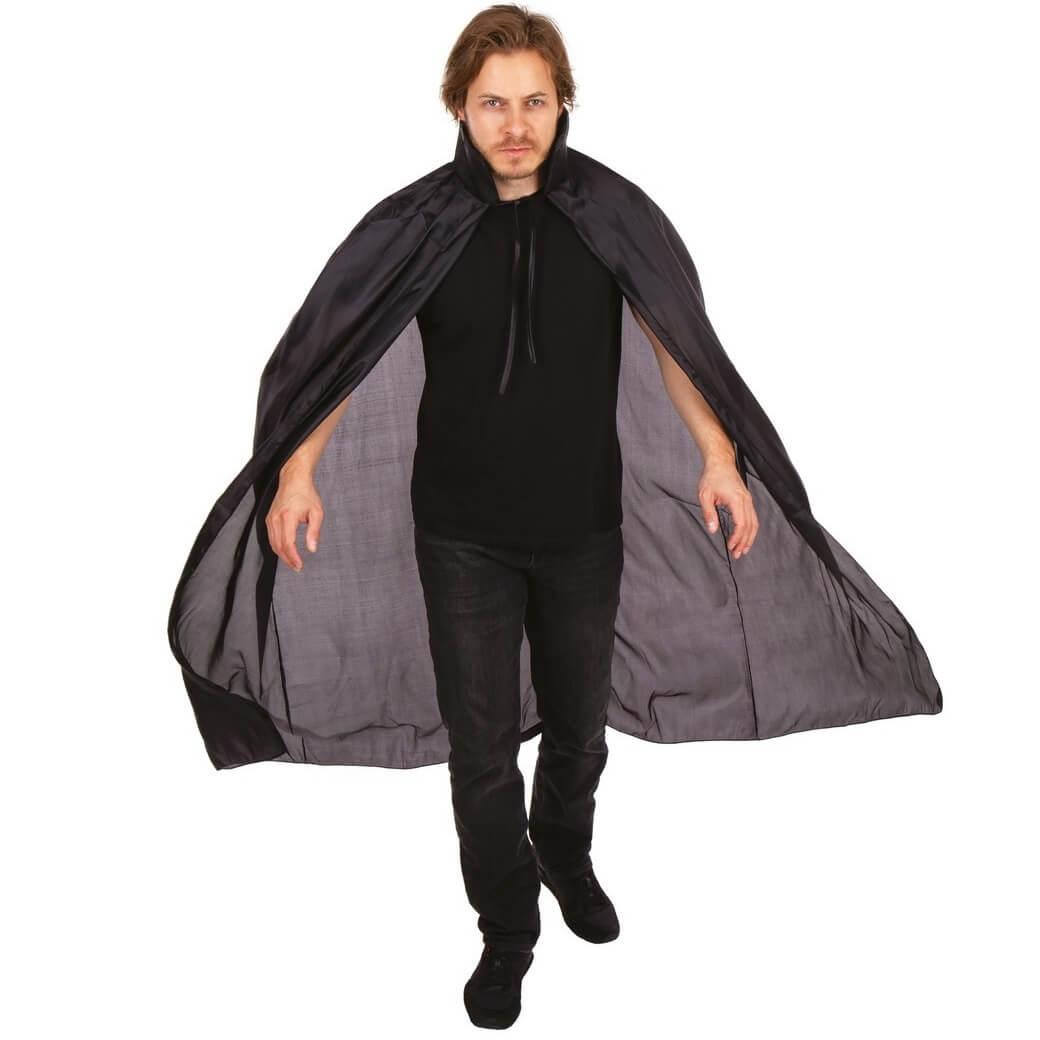 16201 accessoire deguisement cape noire avec col 130cm
