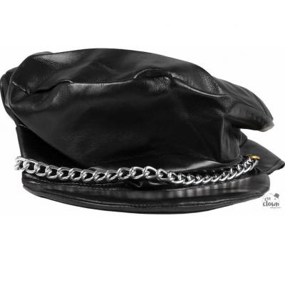 17105 accessoire deguisement casquettenoire de biker avec chaine