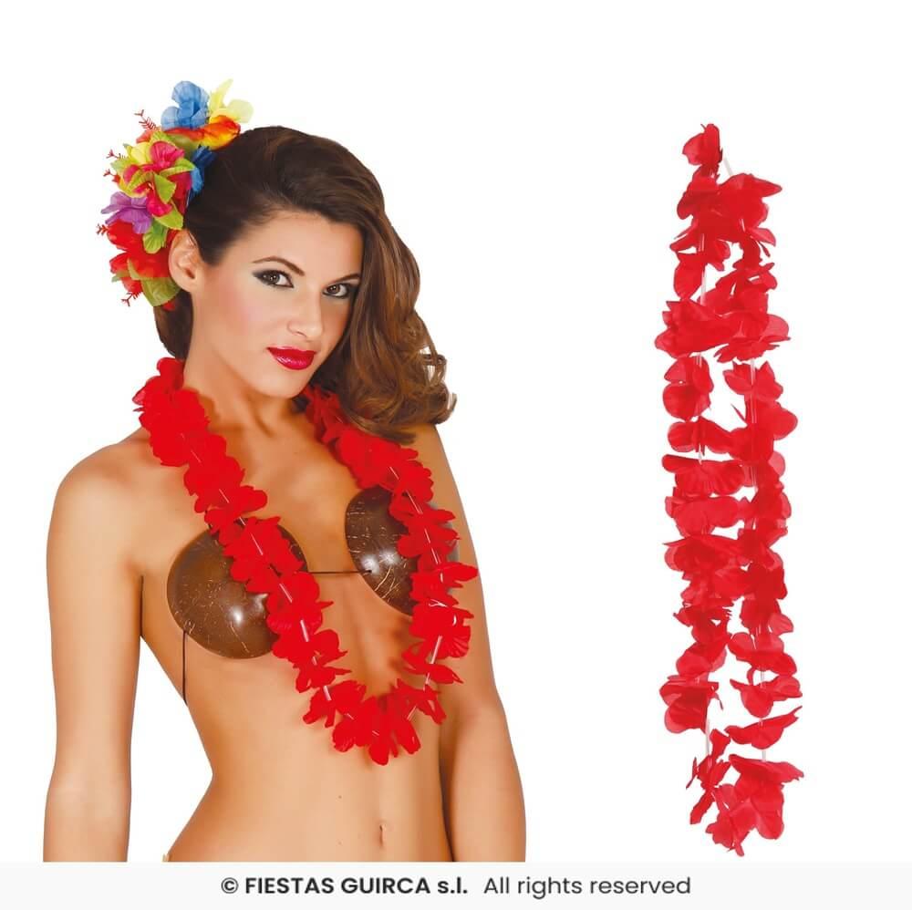 17701 collier hawaien rouge accessoire de degusiement