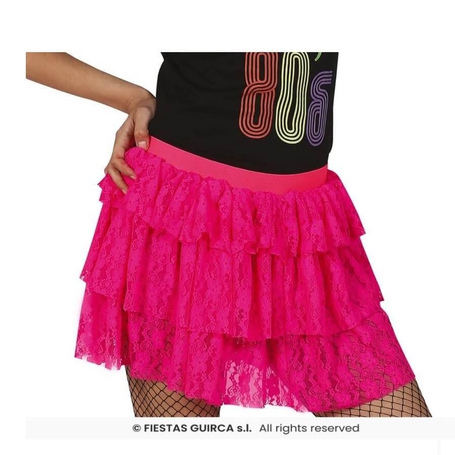 18941 accessoire de deguisement annees 80 jupe rose fuchsia fluo