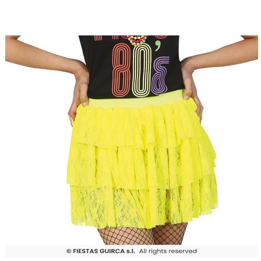 18942 accessoire de deguisement annees 80 jupe jaune fluo