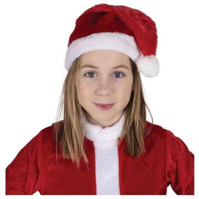 1 Bonnet père Noël enfant avec effet peluche REF/19436 (accessoire déguisement)