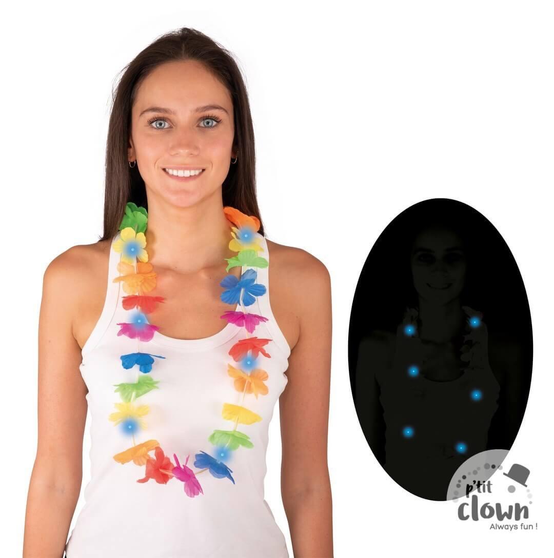 19625 collier hawaien lumineux multicolore