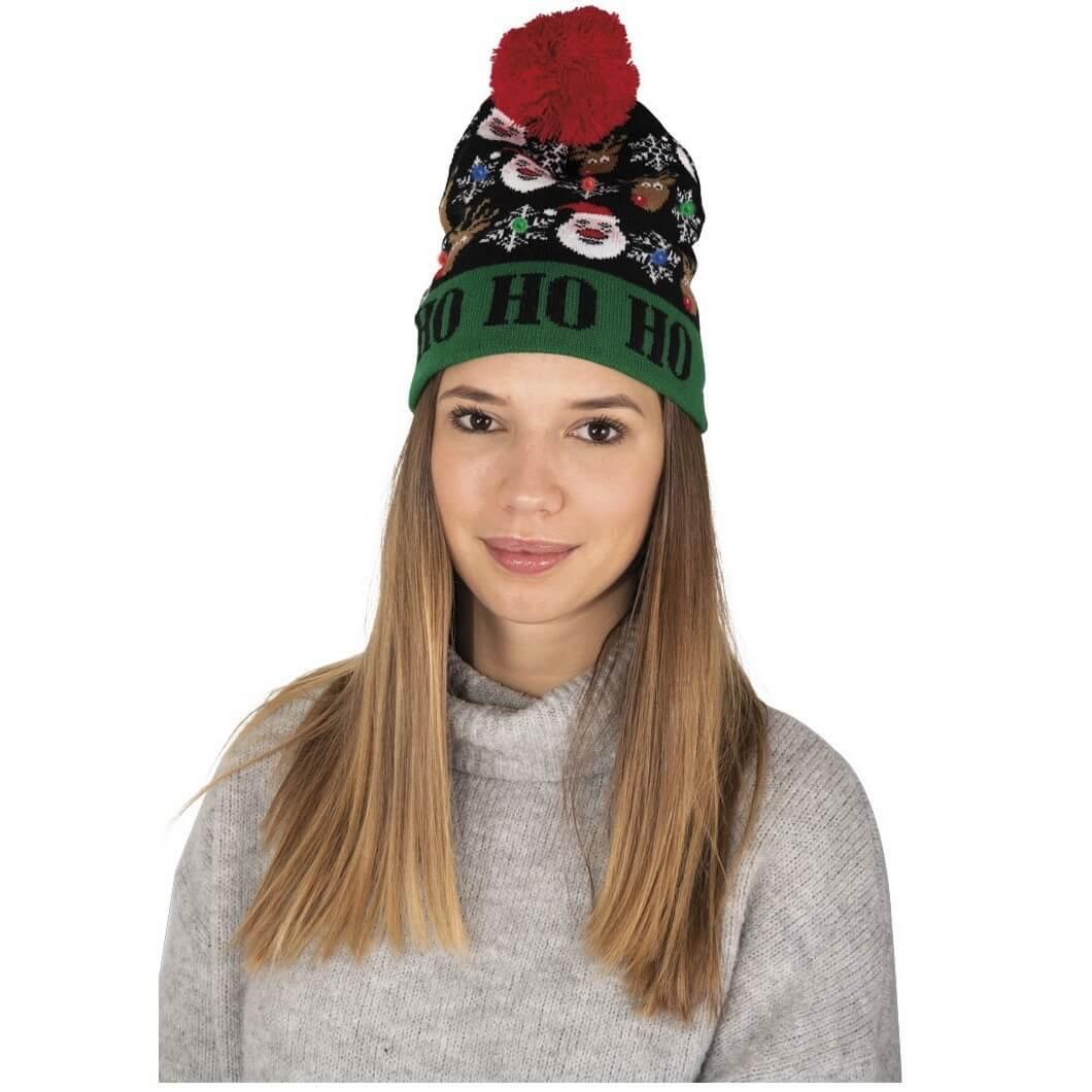 19805 bonnet de noel lumineux a led vert multicolore