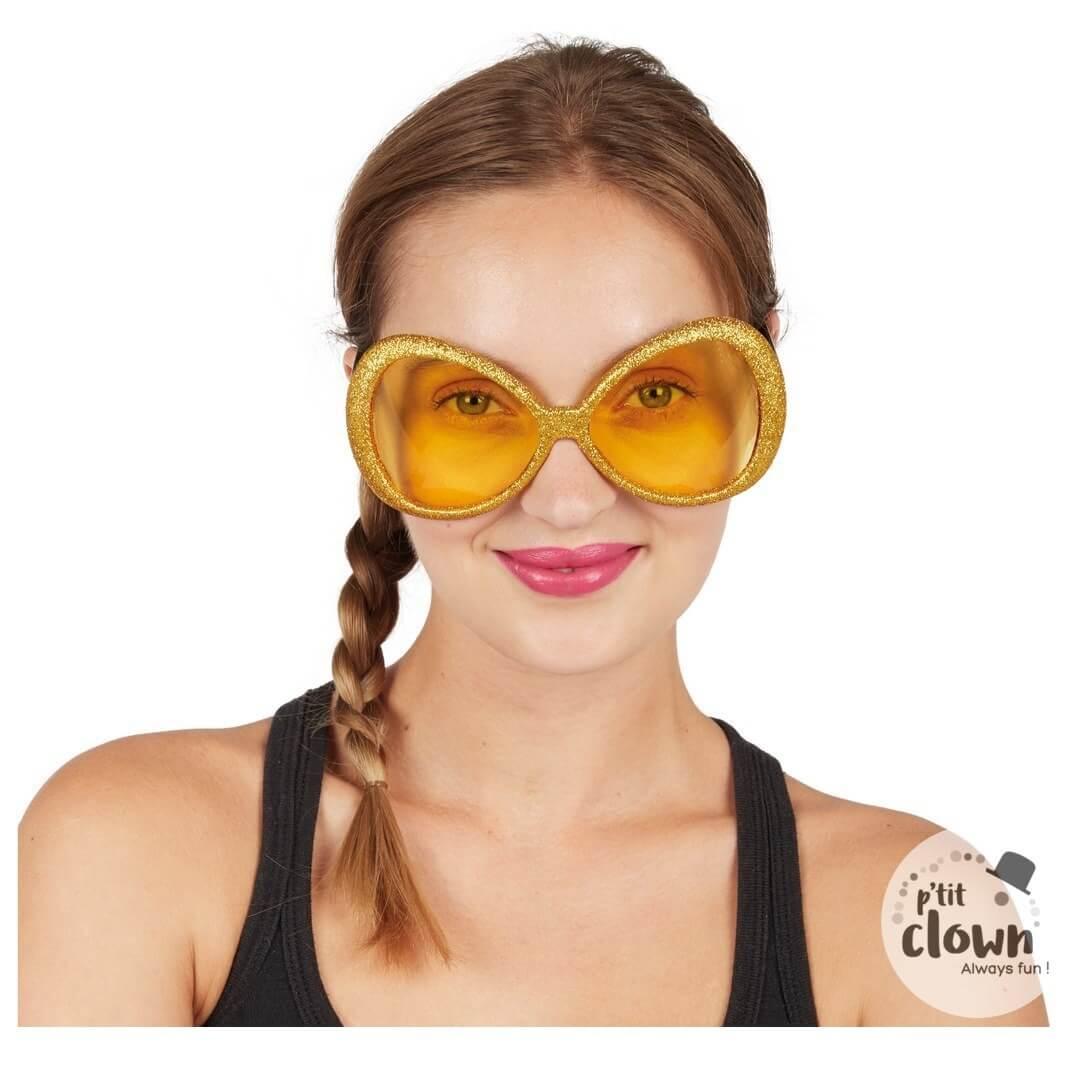 20034 accessoire de deguisement disco dore or avec lunettes paillettes