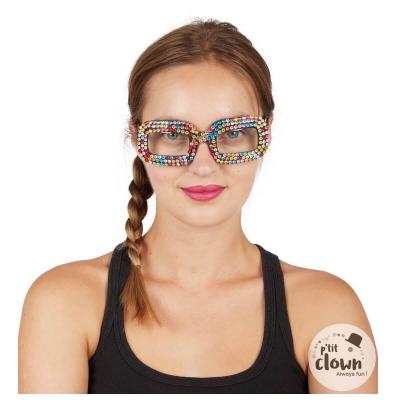 21083 accessoire de deguisement lunettes strass multicolore