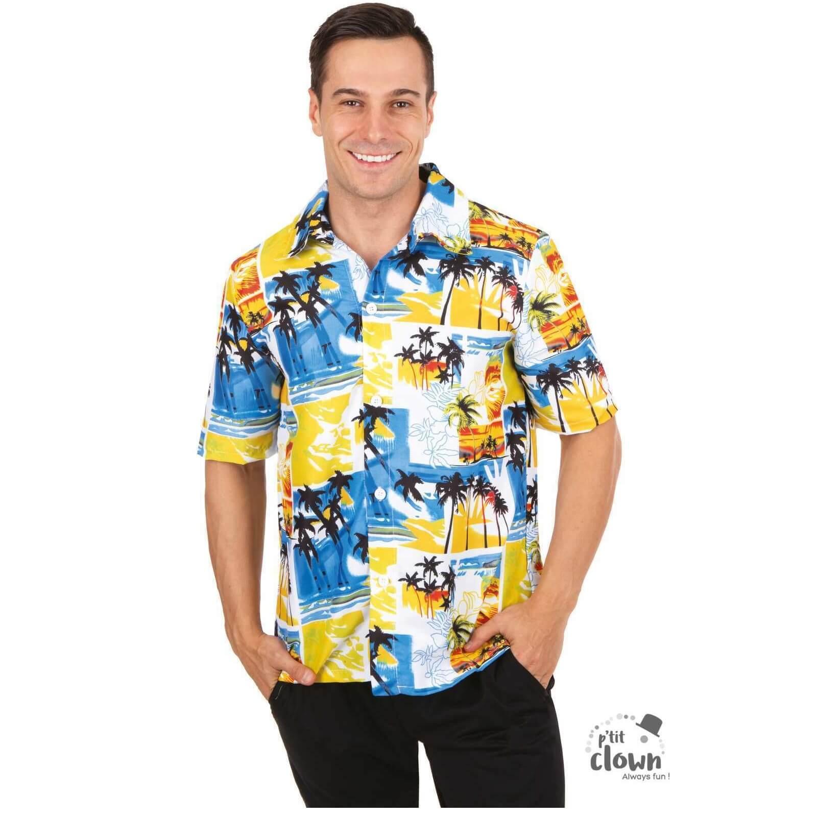 21103 taille l xl accessoire deguisement chemise homme adulte hawaienne avec palmiers