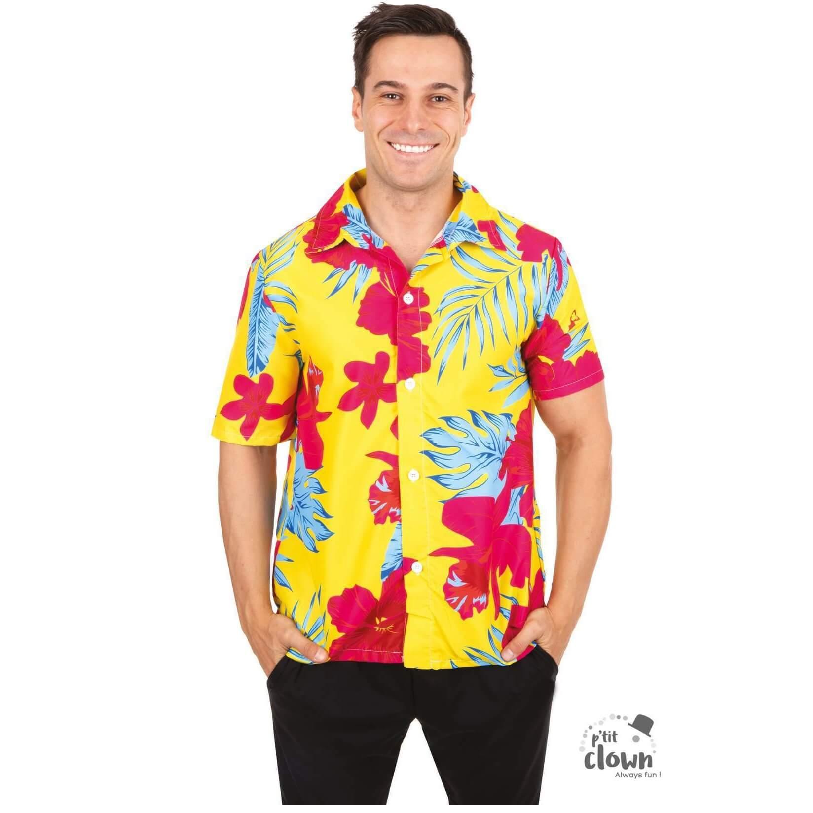 21104 taille s m accessoire deguisement chemise homme adulte hawaienne avec fleurs