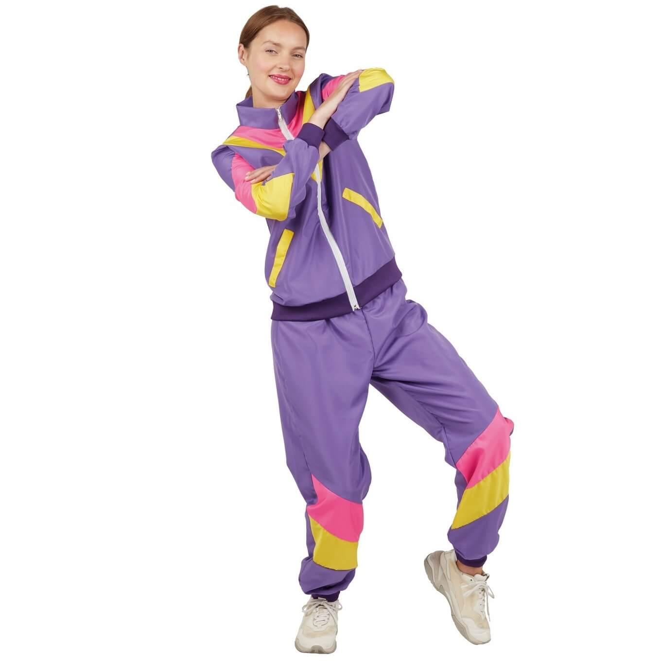 Costume Jogging Violet année 80 fluo