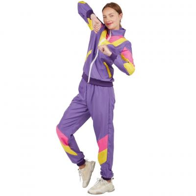 Costume Années 80 en survêtement violet L/XL REF/21121 (Déguisement adulte femme)