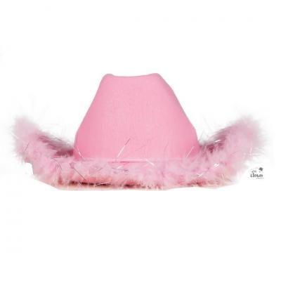 21303 accessoire de deguisement chapeau cowgirl rose plumes