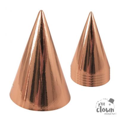 21802 article de fete d ambiance chapeau pointu carton rose gold metallique