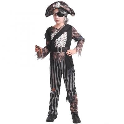 Costume Pirate Squelette 7/9 ans REF/22092 (Déguisement Halloween enfant garçon)