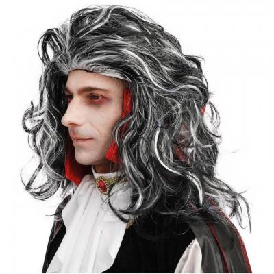 1 Perruque blanche et noire de Vampire REF/22185 (Accessoire de déguisement Halloween adulte)