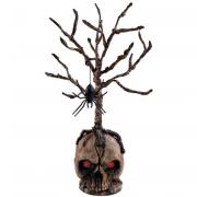 Décoration Halloween: Crâne lumineux avec branches et une araignée REF/22268