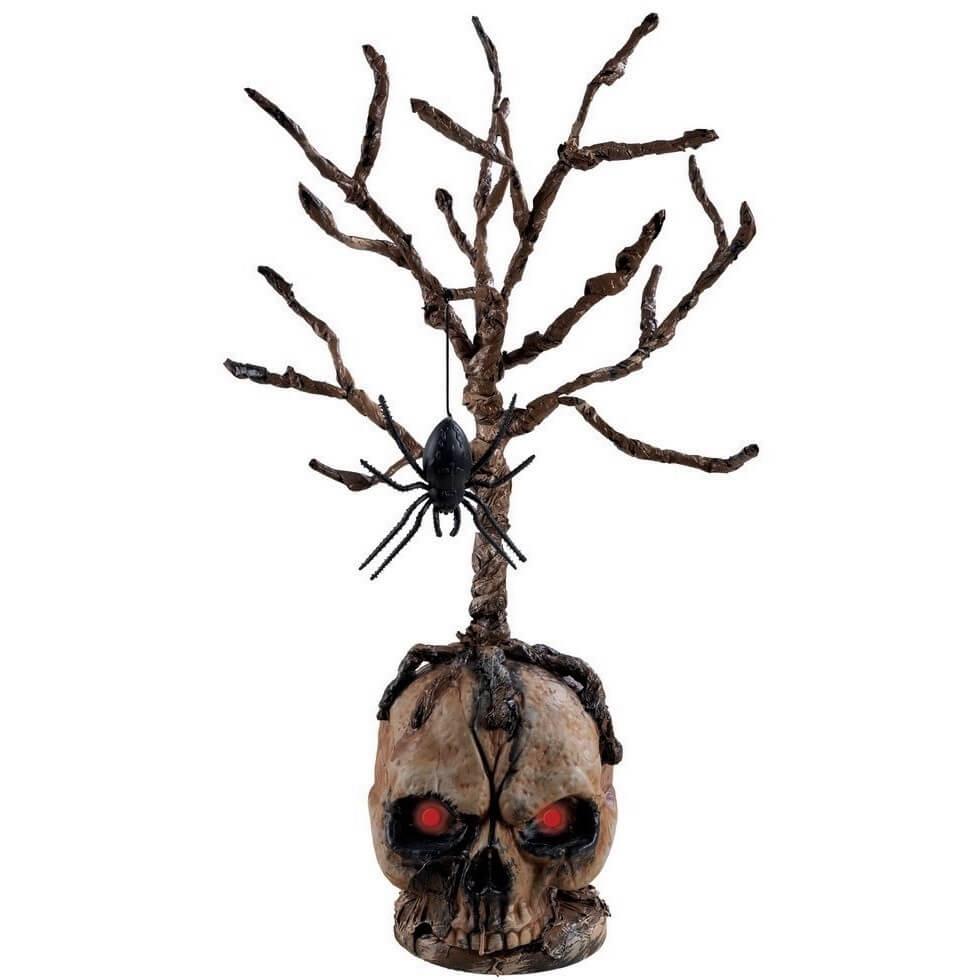 22268 decoration halloween avec crane branche araignee lumineux