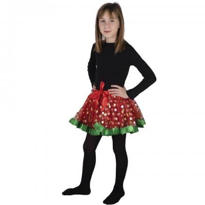 1 Tutu en tulle rouge de Noël enfant avec décoration pois REF/22368 (accessoire déguisement)
