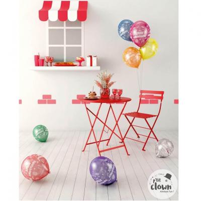 22429 ballon latex multicolore metallique joyeux anniversaire 30cm