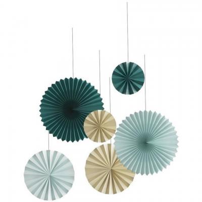 22612 decoration 6 rosaces a suspendre vert et beige