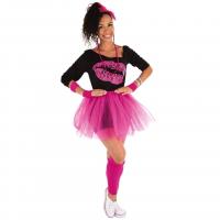 22662 accessoire de deguisement rose fluo tutu annee 80 disco