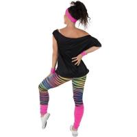 22663 costume femme annee 80 t shirt legging bandeau guetre