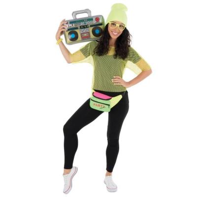22667 t shirt resille jaune fluo annees 80 disco