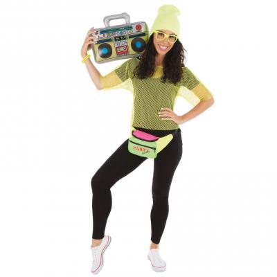 22674 accessoire deguisement sac retro multicolore fluo annees 80