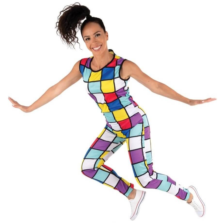 22676 taille l xl costume deguisement combinaison fluo femme disco annee 80