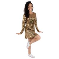 22677 taille s m robe disco femme dore or deguisement costume
