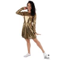 22677 taille s m robe disco femme dore or deguisement