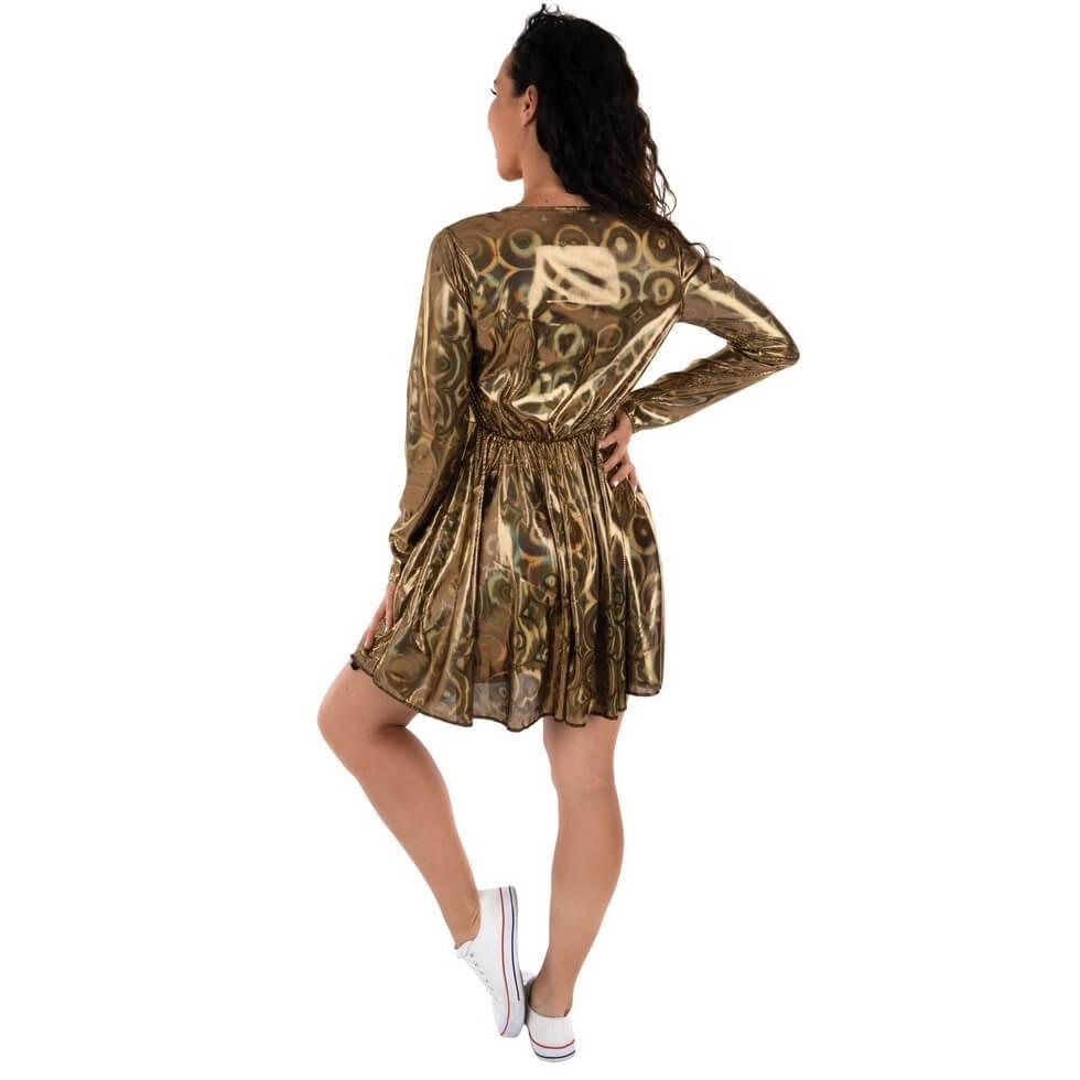 22678 taille l xl robe disco femme dore or costume