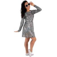 22679 taille s m robe disco femme argent deguisement