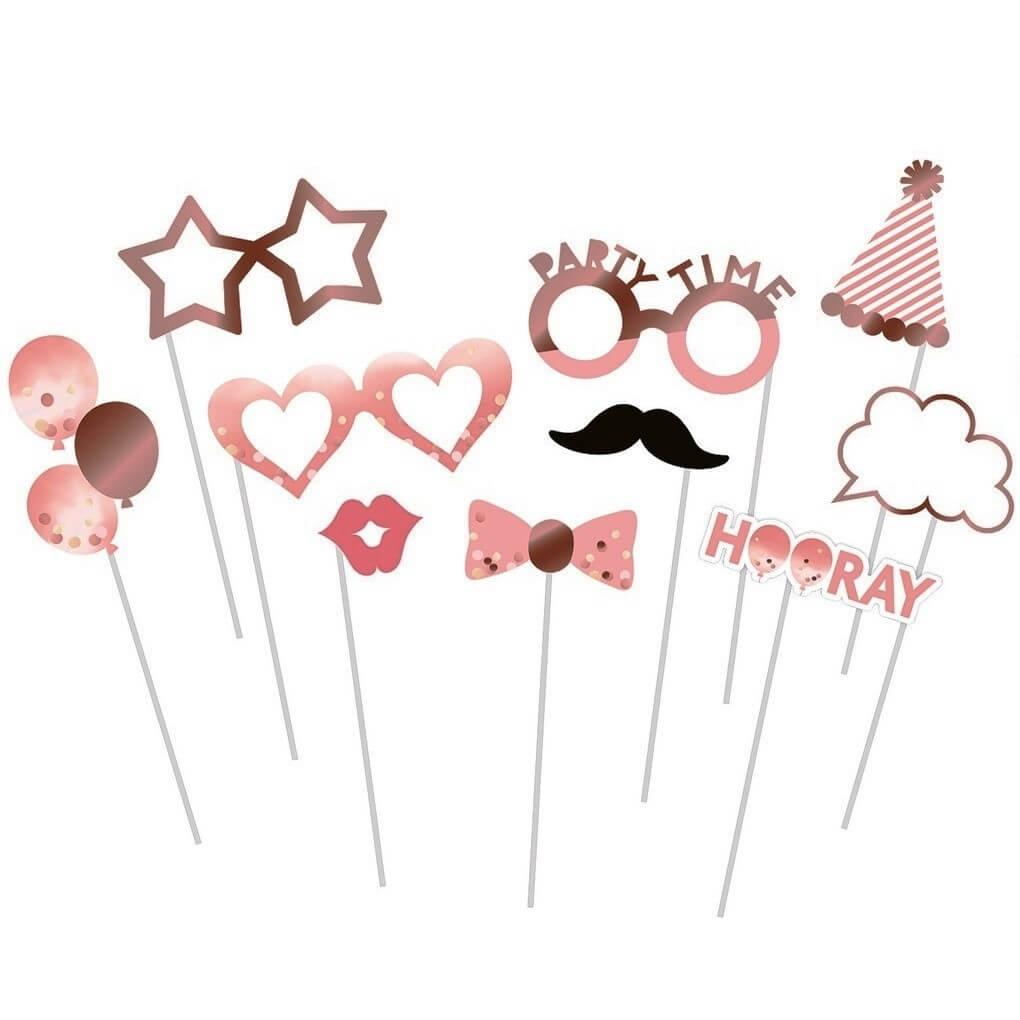 22740 article de fete kit photobooth rose gold metallique