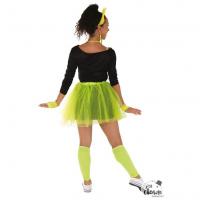 22763 deguisement costume femme annees 80 disco en jaune fluo