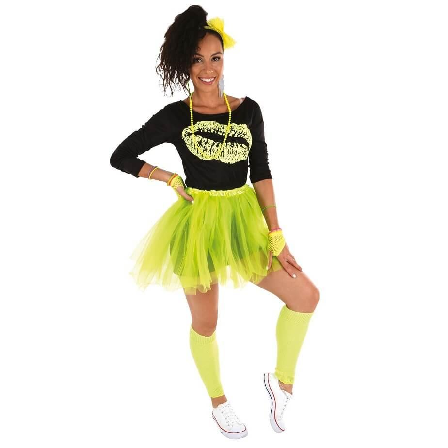 Déguisement Disco fille jaune fluo - Déguiz-Fêtes