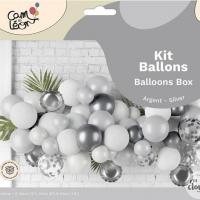 22766 kit decoration 50 ballons nuage argent blanc