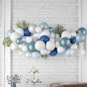 1 Kit décoration 50 ballons en nuage bleu, argent et blanc REF/22767 (feuilles non incluses)