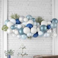22767 kit decoration ballon latex nuage bleu argent blanc clair royal