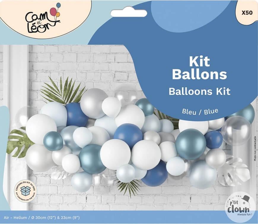 22767 kit decoration ballon nuage bleu argent blanc clair royal