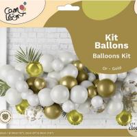 22769 kit decoration de salle ballon latex en nuage dore or amande blanc