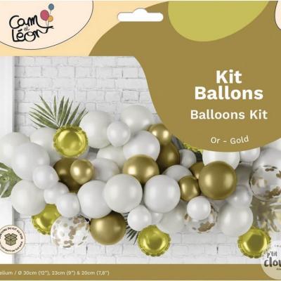 22769 kit decoratio salle ballon latex nuage dore or amande blanc
