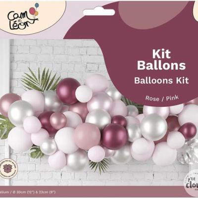 22770 kit decoration ballon nuage rose prune et blanc