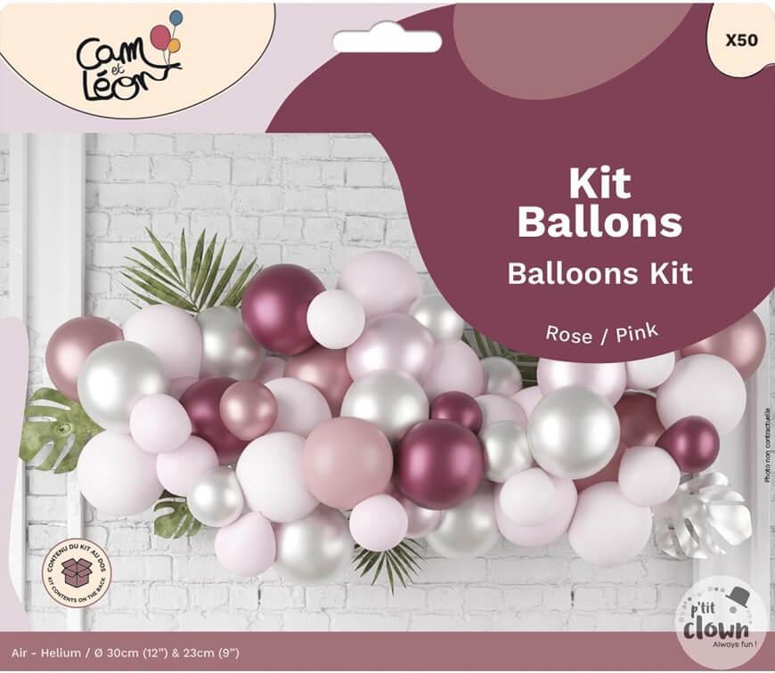 22770 kit decoration ballon nuage rose prune blanc