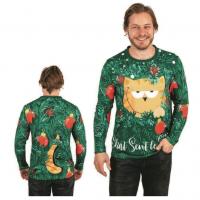 22783 t shirt noel adulte homme chat sent le sapin