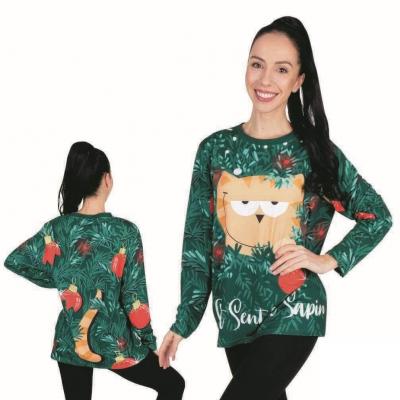 22785 t shirt noel mixte adulte homme femme chat sent le sapin