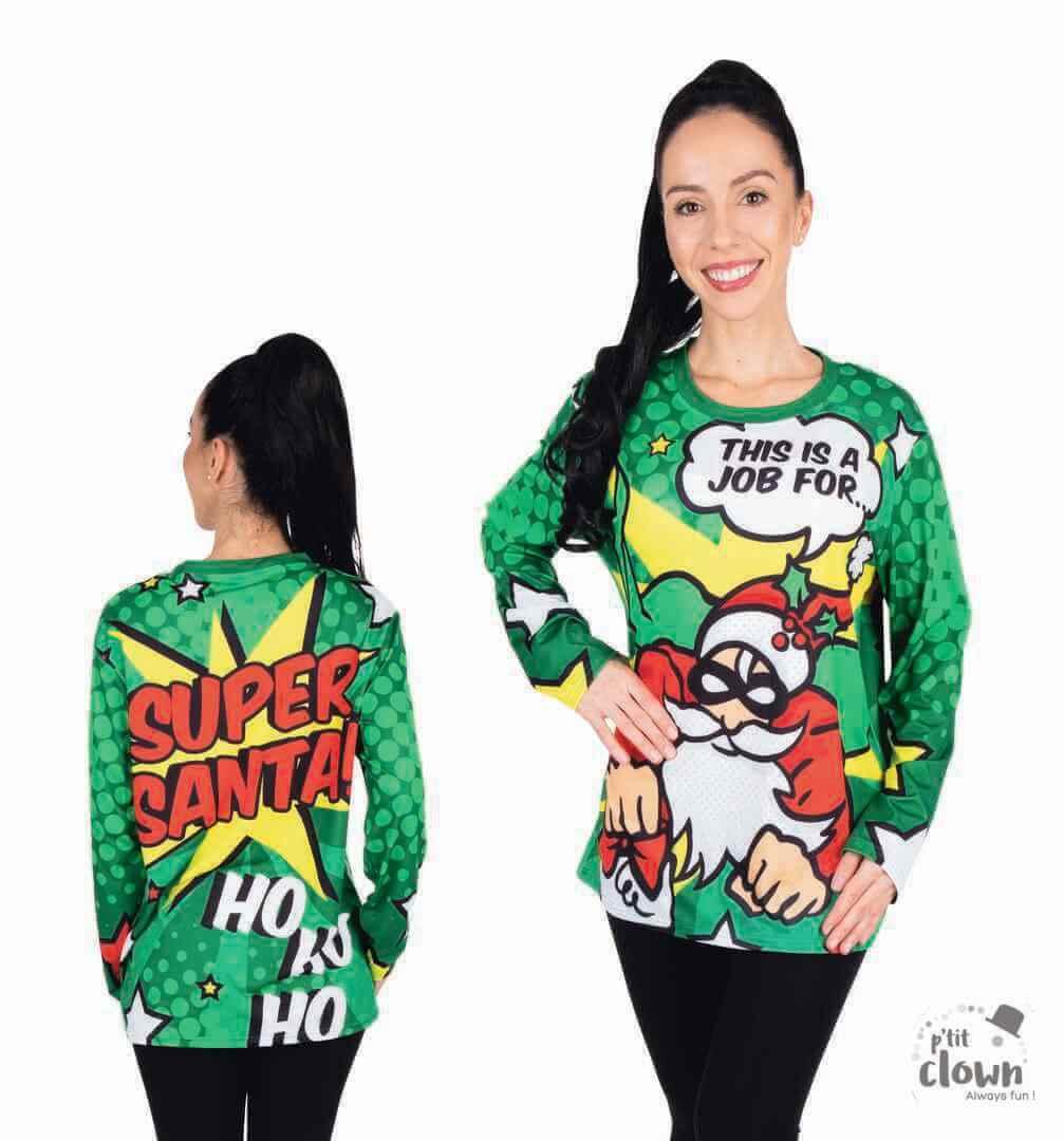 22792 taille xs t shirt adulte femme pere noel