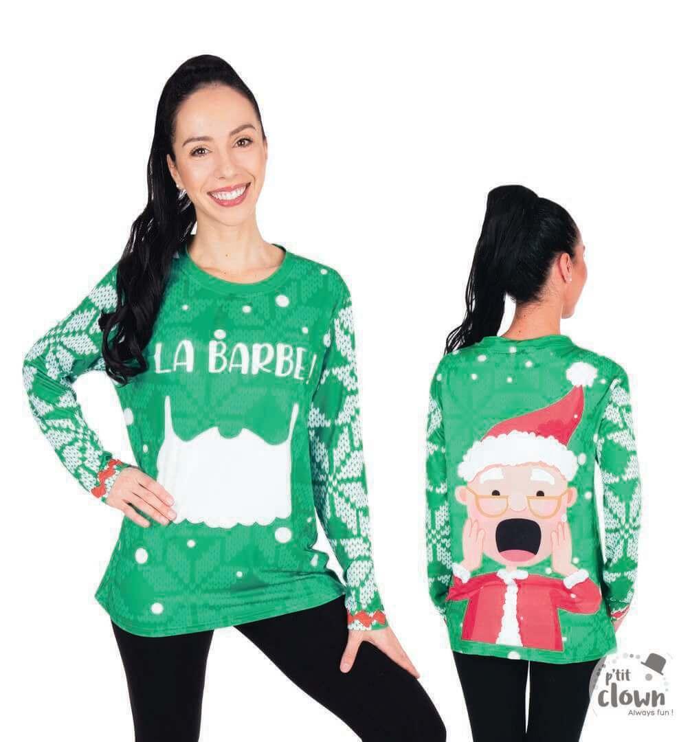 22796 t shirt taille s m adulte femme barbe pere noel