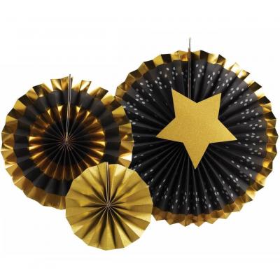 22844 decoration rosace noir et dore or a suspendre